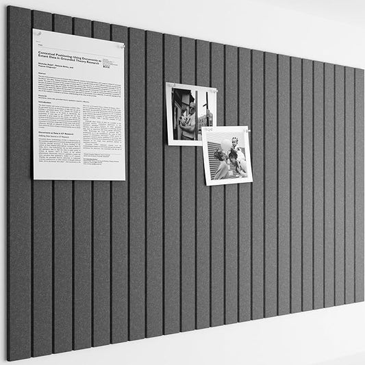 Bumusty Large Cork Board Alternative-36 x24 Felt Bulletin Board Tiles, with 30 Pushpins, 40 Adhesive Tabs, 6-Pack Slat Wall Paneling, Cork Boards for Office Push Pin Board Felt Board-Charcoal Gray