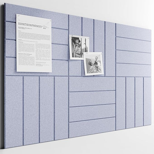 Bumusty Large Cork Board Alternative-36 x24 Felt Bulletin Board Tiles, with 30 Pushpins, 40 Adhesive Tabs, 6-Pack Slat Wall Paneling, Cork Boards for Office Push Pin Board Felt Board-Soft Periwinkle
