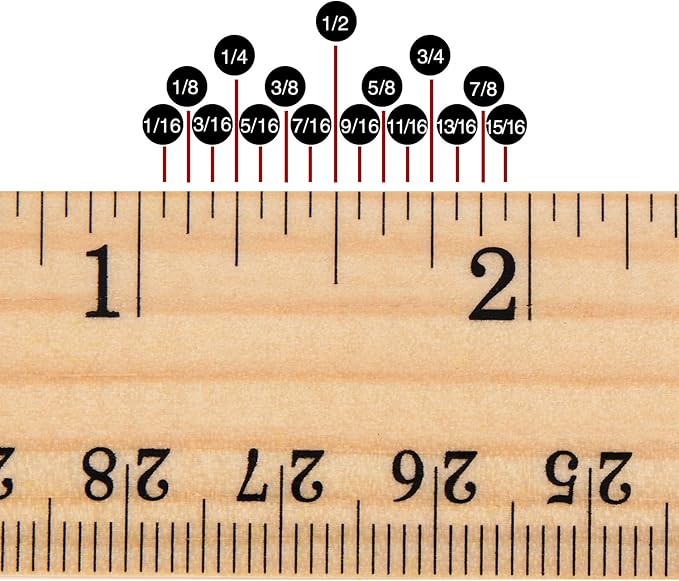 eBoot 12 Pack Wood Ruler Student Rulers Wooden School Rulers Office Ruler Measuring Ruler, 2 Scale (12 Inch and 30 cm)