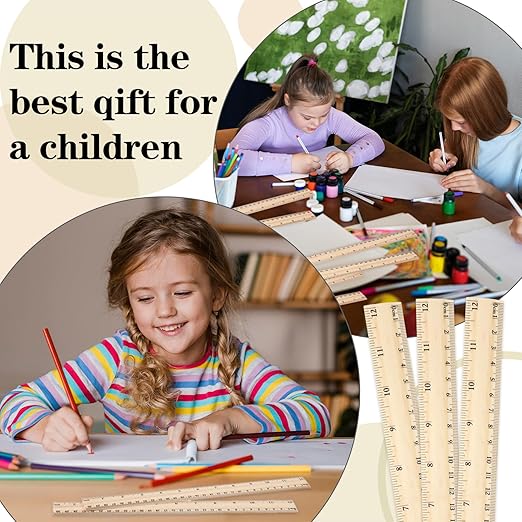 100 Pcs Wooden Ruler 12 Inch Rulers Bulk Wood Measuring Ruler 2 Scale Rulers for Ruler with Centimeters and Inches 30 cm Drafting Tools for Home Office