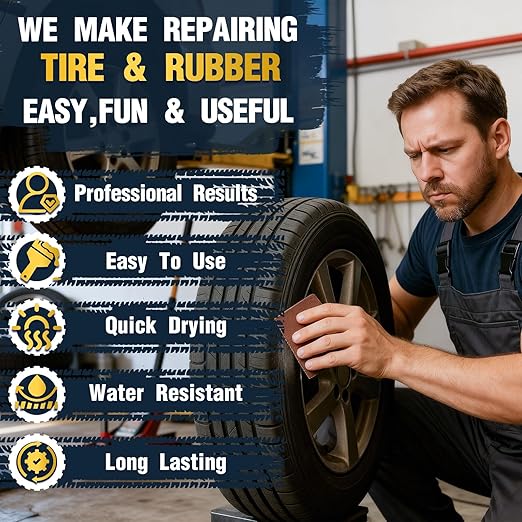 Vulcanizing Cement – 17.6 Oz Rubber Cement All Purpose for Tire Patch, Plug & Tube | Professional Tire Repair Glue with Brush for Motorcycle, Bike, Car | Clear, Fast Drying Tire Patch Glue Heavy Duty