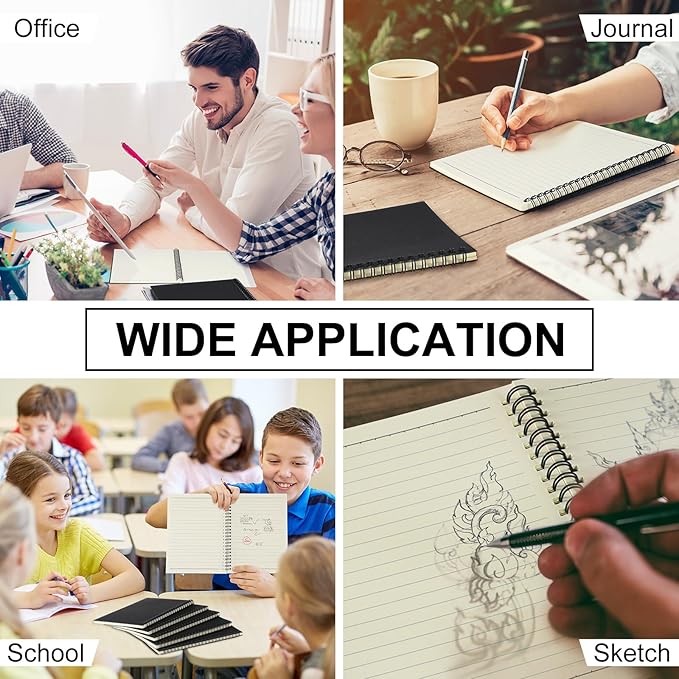 Yahenda Spiral Notebook Bulk A5 Journal Lined 8.3'' x 5.5'' Writing Composition Paper Small Notepad Subject Notebook for Students Office Business Back to School Supplies(Black,3 Pcs)