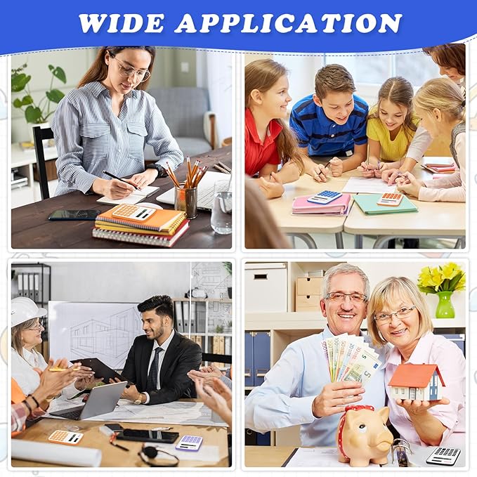 Hoteam 16 Pcs Christmas Pocket Calculator Gift for Students Bulk Mini Handheld Calculator Basic Standard Calculators with Button Battery 8 Digit Display for School Office Home(Bright Color)