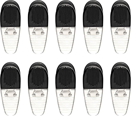 10 Magnetic Memo Holders Set - Large Clip, Plastic - Clear