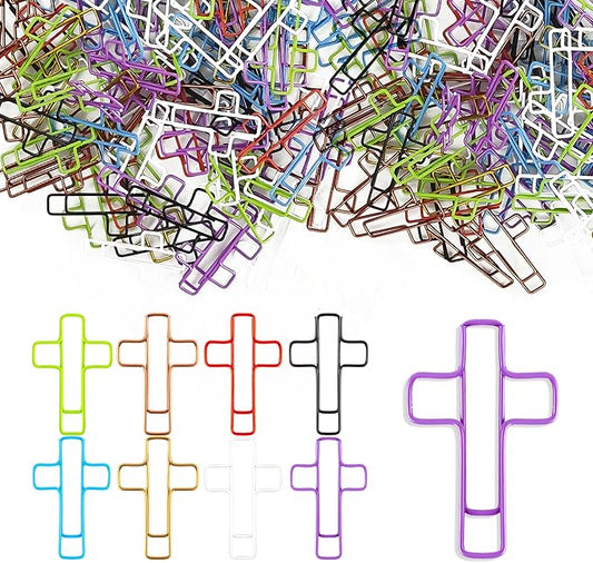 100PCS Cross Paper Clips – Christian Bible Paperclips, Cross-Shaped Bookmark for Journaling, Students, Church or Office Use – Multicolored Cute Faith Gift