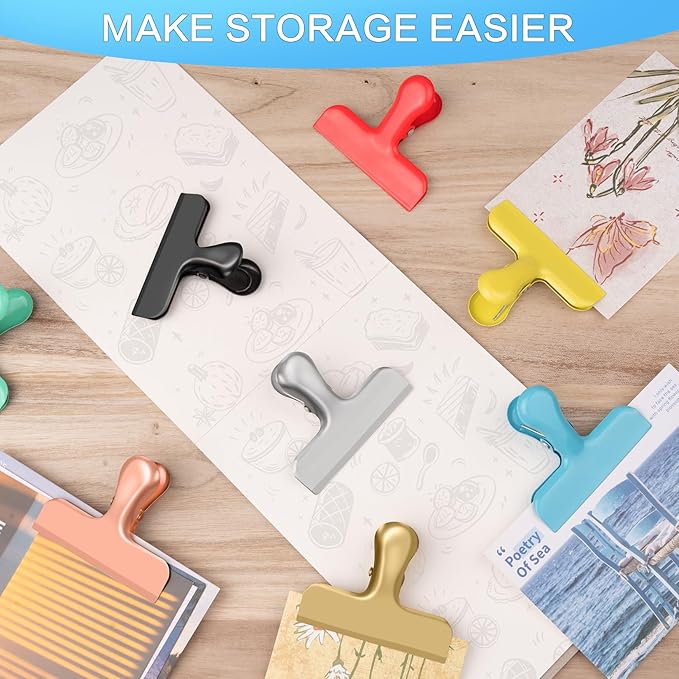 12 Pack Chip Clips, Stainless Steel Bag Clips Food Clip, Heavy Duty Bag Clip for Food Storage, Air Tight Seal Perfect for Kitchen Office Usage (Silver)