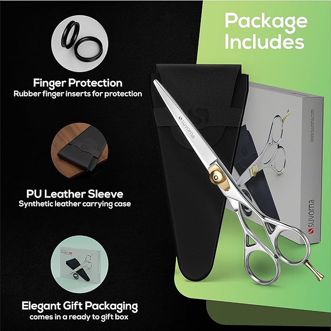 Suvorna 6" Hair Scissors Professional - Hair Shears for Women & Men - Extremely Sharp Hair Cutting Scissors to Cut Hair - Right Hand Barber Shears for Hair Cutting for Hairdressers and Professionals