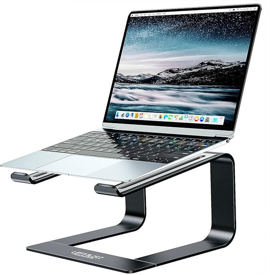 Urmust Laptop Stand for Desk - Ergonomic Computer Stand Riser Holder for MacBook Air Pro, Dell, HP, Lenovo, Samsung, Alienware Laptops 11-15.6" (Black, Up to 15.6" Laptop)