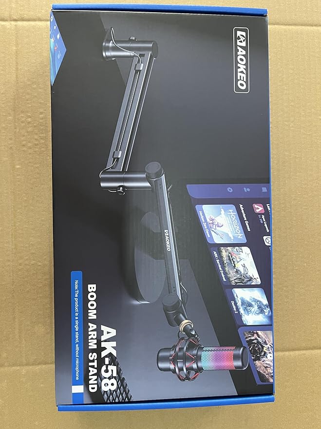 Microphone Arm,Aokeo AK-58 Desk Low Profile Adjustable Mic Boom Arm Stand,Suitable For Blue Yeti,Snowball iCE, HyperX QuadCast,SoloCast,Elgato Wave,Etc