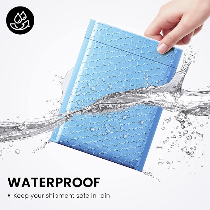 Fuxury 100Pcs Bubble Mailers 6x10" Light Blue Bubble Mailer Thick Shipping Padded Envelopes Usable Size 6x9" Padded Mailers Shipping Bags for Mailing,Packaging, Small Business, Boutique, Bulk #0