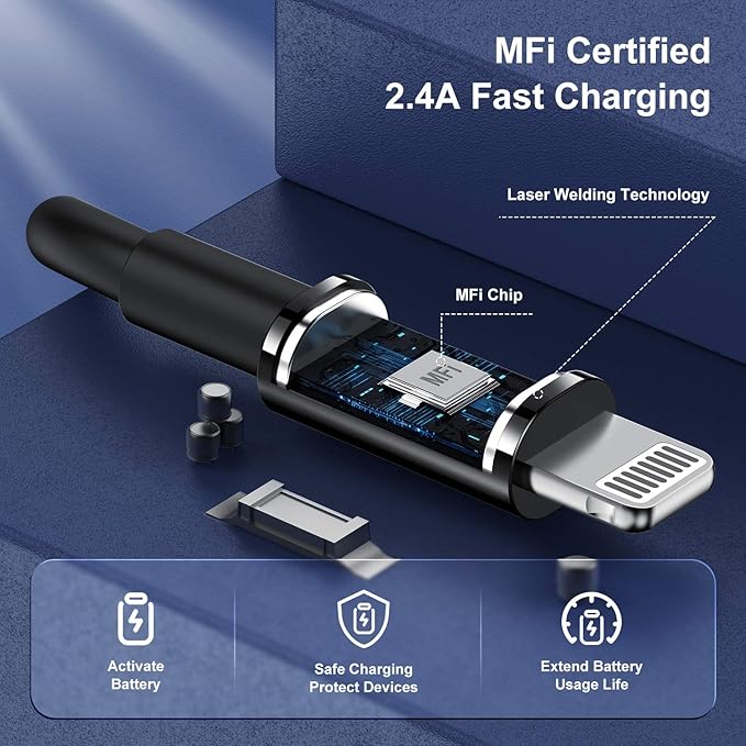 [3Pack]Apple Chargers for iPhone 12 11 Charger Cable 10ft,[Apple MFi Certified]Apple Charging Cord 10ft Lightning to USB Cable 10 Foot, Fast Phone Charging Cord for iPhone 12 Pro Max/11/10/X/XR，Black