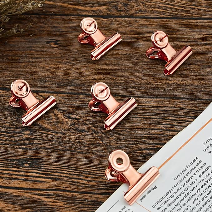 30 Pieces Push Pins Clips Rose Gold Thumb Tacks with Clips for Cork Boards, Bulletin Boards