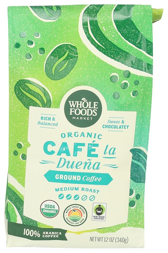 Whole Foods Market, Organic Café la Duena Ground Coffee, Medium Roast, Rich & Balanced, Sweet & Chocolatey, 12 Ounce