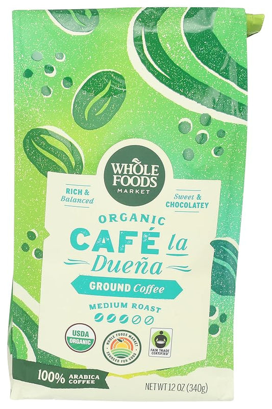 Whole Foods Market, Organic Café la Duena Ground Coffee, Medium Roast, Rich & Balanced, Sweet & Chocolatey, 12 Ounce
