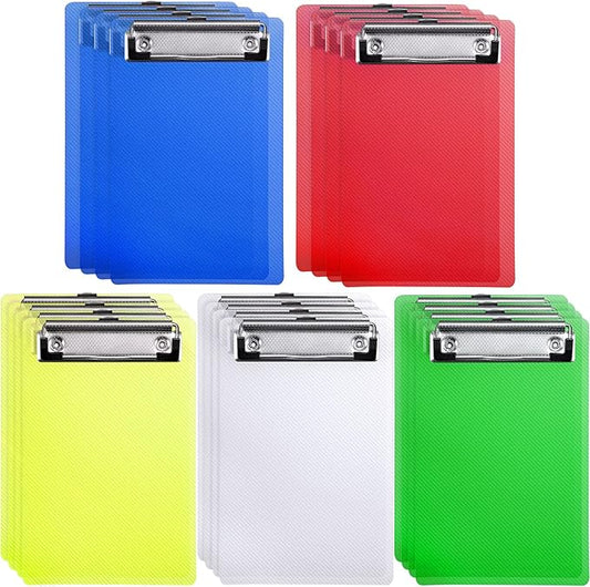 20 Pieces Mini Small Clipboards 4.7x7.3 Inch, Pocket Clip Boards Plastic Colorful Cute Memo Clipboard with Profile Clip for Shopping Lists, Scoresheet A6 Boards, Receipts Tickets