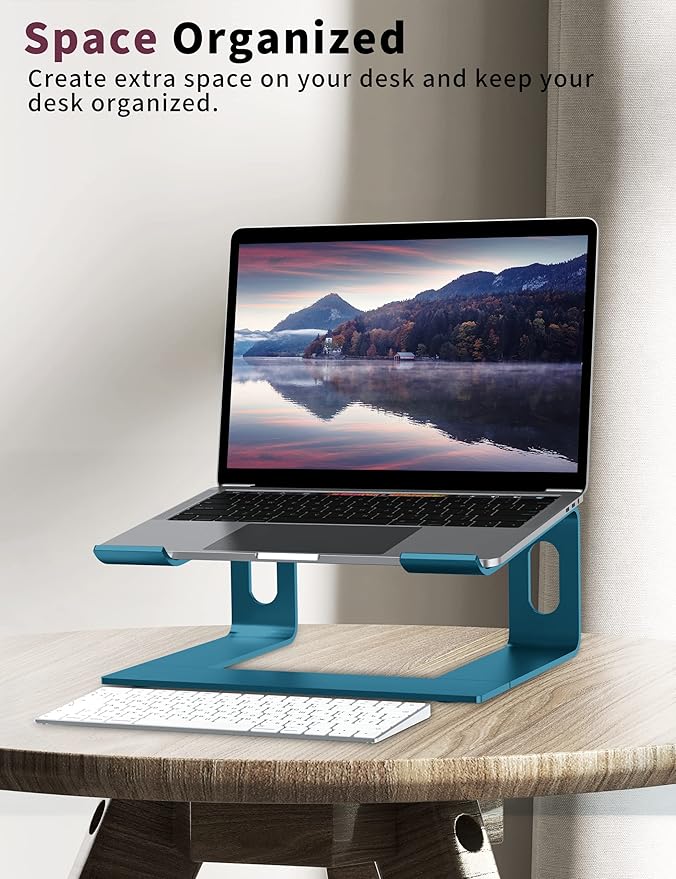 ALASHI Laptop Stand for Desk, Aluminum Computer Riser, Ergonomic Notebook Holder, Detachable Metal Laptops Elevator, PC Cooling Mount Support 10 to 15.6 Inches Notebook, Navy Blue