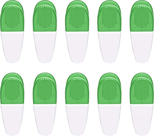 10 Magnetic Memo Holders Set - Large Clip, Plastic - White Green