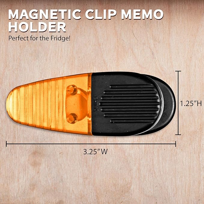 10 Magnetic Memo Holders Set - Large Clip, Plastic - TOrange