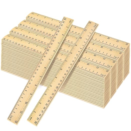 100 Pack Wooden Ruler 12 Inch, Rulers Bulk for Classroom, Wood Ruler with Centimeters and Inches, 2 Scale Measuring Rulers for Kids Students Teacher, Ideal Back to School Office Home Supplies