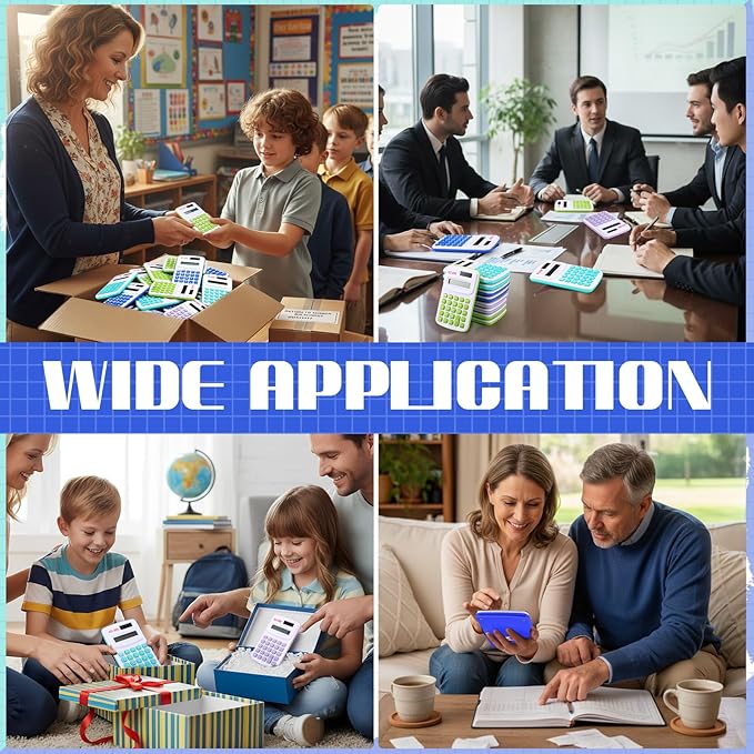 Hoteam 16 Pcs Christmas Pocket Calculator Gift for Students Bulk Mini Handheld Calculator Basic Standard Calculators with Button Battery 8 Digit Display for School Office Home(Assorted Colors)