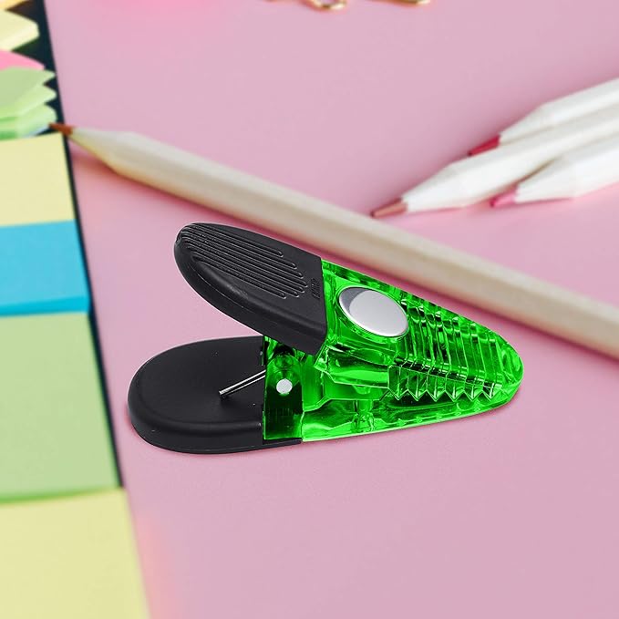 10 Magnetic Memo Holders Set - Large Clip, Plastic - TGreen
