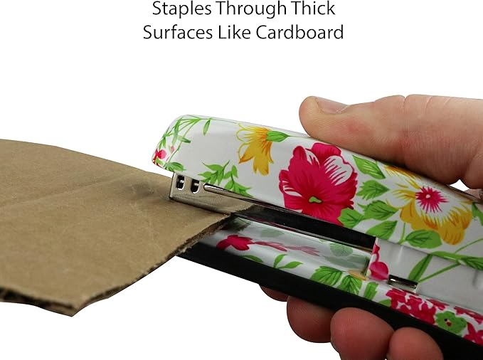 VIBRANZ-LAB Cute Heavy Duty Stapler for Home Office Supplies Standard Pretty Floral Staplers for Desk Cute Office Products Small Hand Stapler Desktop Stapler School Crafting Supplies Mini Stapler