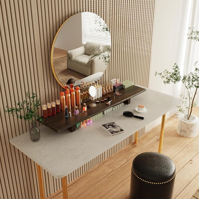 "WEGASTU Solid Wood Rustic Desk Monitor Stand with Storage，Large Dual Monitor Stand Riser for Laptop Computer/TV/PC/Printers, Perfect Desktop Stands Organizer with Underneath Storage for Office