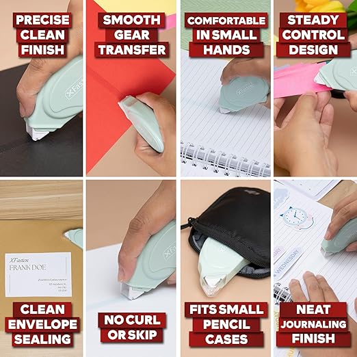 XFasten Glue Tape Roller for Scrapbooking 4-Pack Acid-Free Pastel Green Double Sided Tape Roller for Crafts, Photos, Bullet and Junk Journaling Supplies - Scrapbook Adhesive Runner (0.3 in x 30 ft)