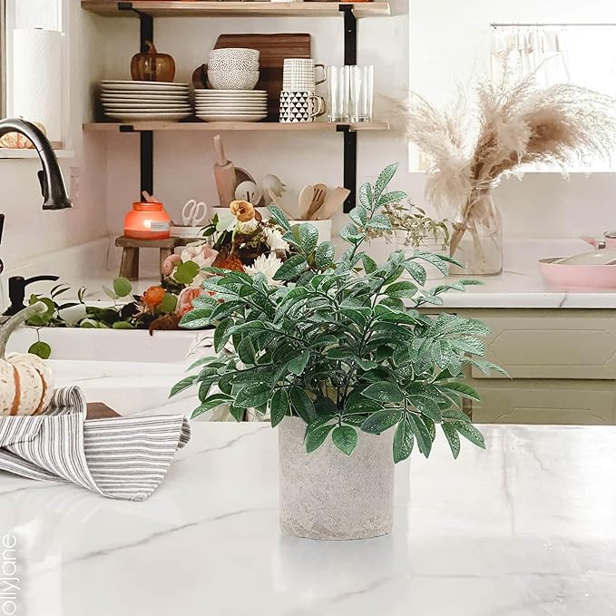 2 Pack Small Fake Plants Potted Artificial Herb Plants for Shelf Desk Home Bathroom Farmhouse Room Coffee Table Decor (Gray Green)