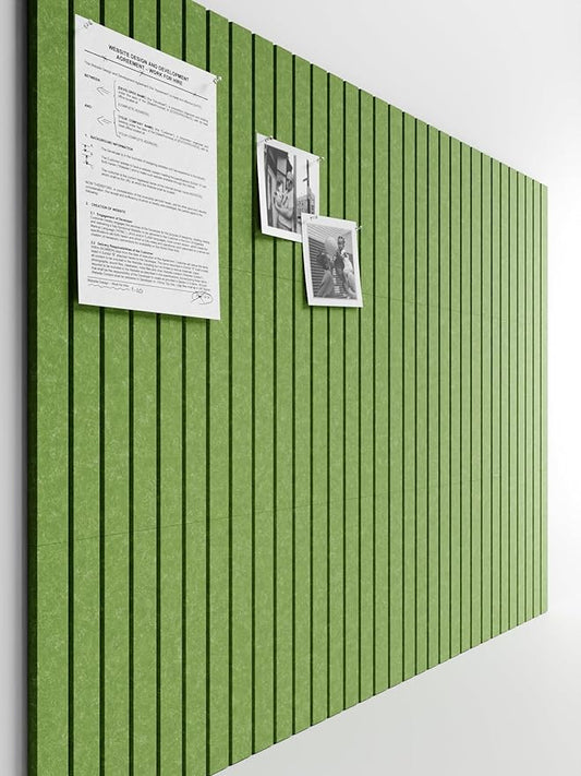 Bumusty Large Cork Board Alternative-47 x35 Felt Bulletin Board Tiles, with 30 Pushpins, 70 Adhesive Tabs, 12-Pack Slat Wall Paneling, Cork Boards for Office Push Pin Board Felt Board-Grass Green