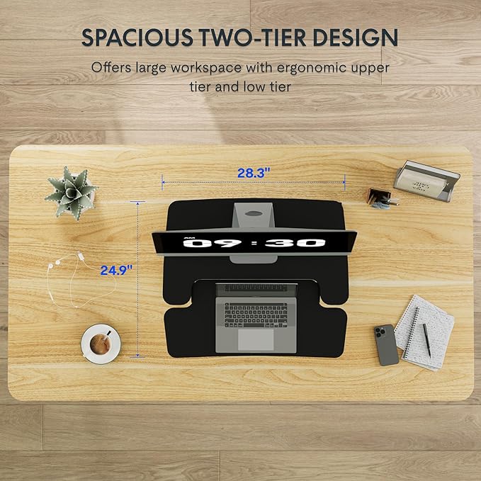 FLEXISPOT Standing Desk Converter 28" Wide Height Adjustable Sit Stand Riser, Small Size Desktop Workstation with Keyboard Tray for Home and Office, Black