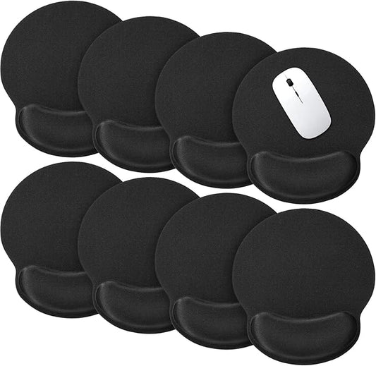 Yunsailing 8 Pack Ergonomic Mouse Pad with Wrist Rest Support Gel Memory Foam Mousepad Comfortable Computer Pad for Pain Relief(Black)