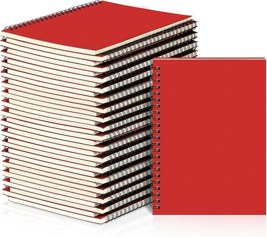 Yahenda Spiral Notebook Bulk A5 Journal Lined 8.3'' x 5.5'' Writing Composition Paper Small Notepad Subject Notebook for Students Office Business Back to School Supplies(Red,36 Pcs)