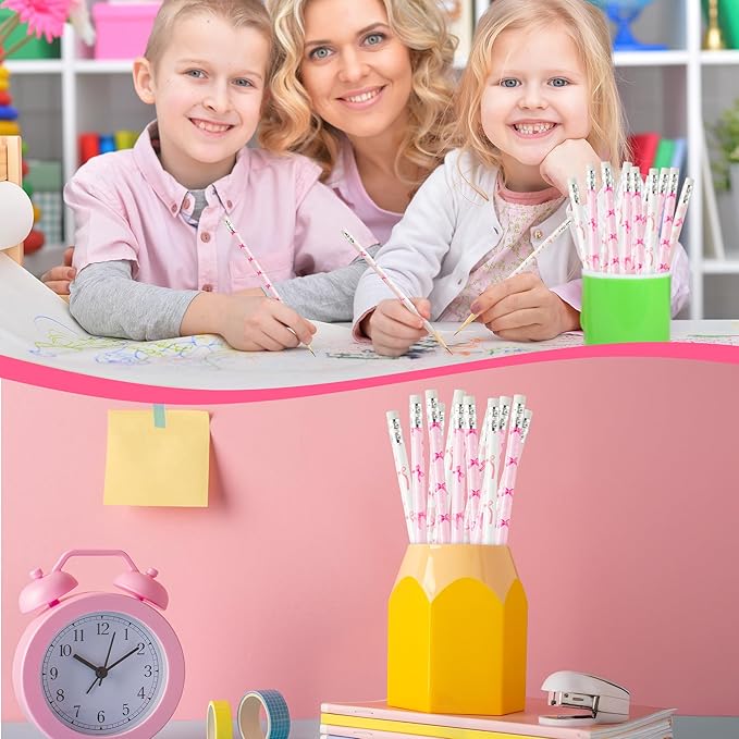 Xqumoi 60Pcs Coquette Pink Bow Pencils with Eraser - Preppy Bow #2 HB Pencils, Back to School Classroom Student Rewards, School Office Supply, Party Goodie Bag Fillers Stuffers, Birthday Party Favors