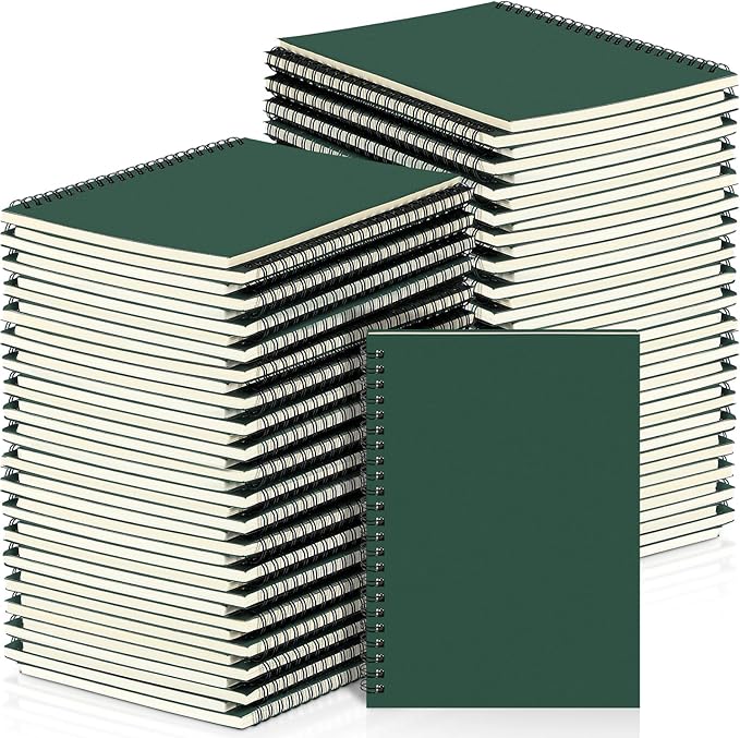 Yahenda Spiral Notebook Bulk A5 Journal Lined 8.3'' x 5.5'' Writing Composition Paper Small Notepad Subject Notebook for Students Office Business Back to School Supplies(Deep Green,54 Pcs)