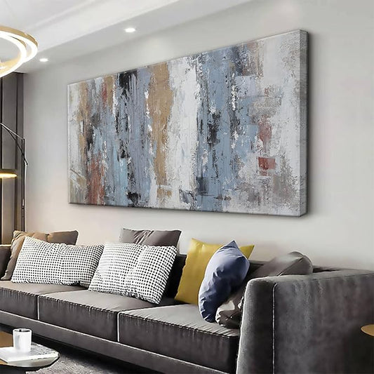 YISXINOAG Abstract Wall Art For Living Room Colorful Canvas Art Wall Decor Large Teal Blue White Wall Art Office Decor Abstract Painting For Home Bedroom Hotel Artwork 29x58 Inch