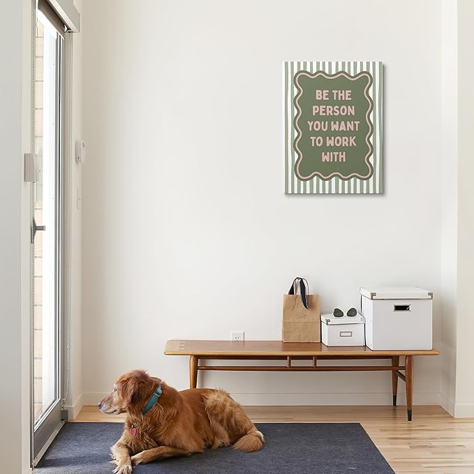 XWELLDAN 875 Be the Person You Want to Work with Green and Pink Office Framed Canvas Wall Art Decor, Inspirational Motivational Teamwork wall art Decor for Office, 11x14 Inches