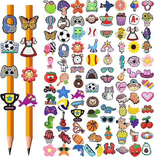 100PCS Pencil Toppers,Cute Pencil Charms for Kids Classroom Prizes & Decorations for School Supplies, Classroom Rewards Kids Incentives