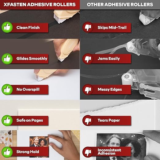 XFasten Glue Tape Roller for Scrapbooking 4-Pack Acid-Free Pastel Beige Double Sided Tape Roller for Crafts, Photos, Bullet and Junk Journaling Supplies - Scrapbook Adhesive Runner (0.3 in x 30 ft)