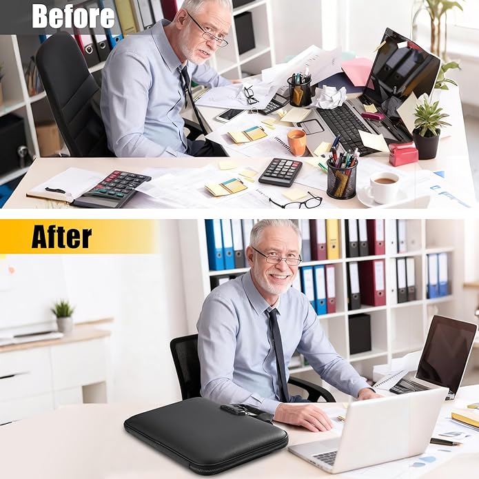 Fireproof Document Box with Combination Lock, Hard-Shell Fireproof File Organizer for Legal Documents, Laptop, Valuables & Important Papers, 13-Pocket Accordion File Folder