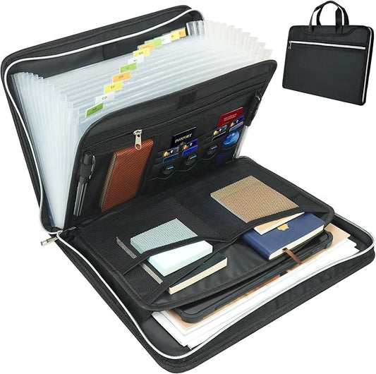 Accordion File Organizer,Fireproof Safe Document Bag,Expanding File Folder Tote Bag with Multi Pockets,Home Travel Fire Safe 13 Pockets Storage Organizer for Important Letter A4 Files