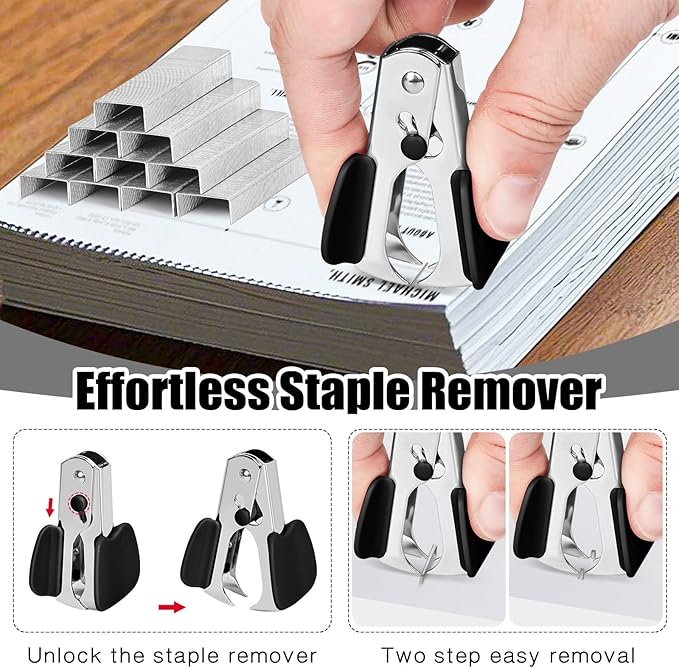 Stapler 25 Sheet Capacity with 1000 Staples and Staple Remover - Staplers for Desk, Non-Slip Office Stapler with Staples for Office, Black