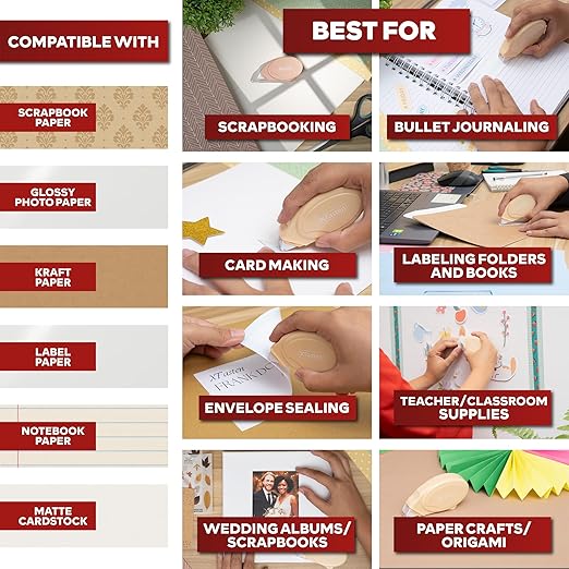 XFasten Glue Tape Roller for Scrapbooking 4-Pack Acid-Free Pastel Beige Double Sided Tape Roller for Crafts, Photos, Bullet and Junk Journaling Supplies - Scrapbook Adhesive Runner (0.3 in x 30 ft)