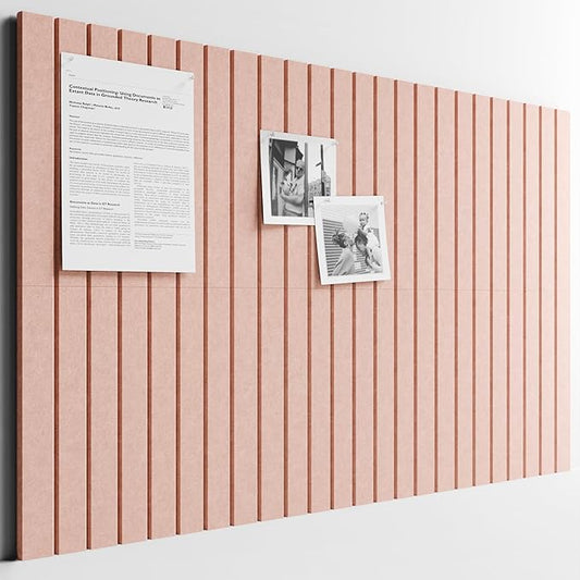 Bumusty Large Cork Board Alternative-36 x24 Felt Bulletin Board Tiles, with 30 Pushpins, 40 Adhesive Tabs, 6-Pack Slat Wall Paneling, Cork Boards for Office Push Pin Board Felt Board-Pink
