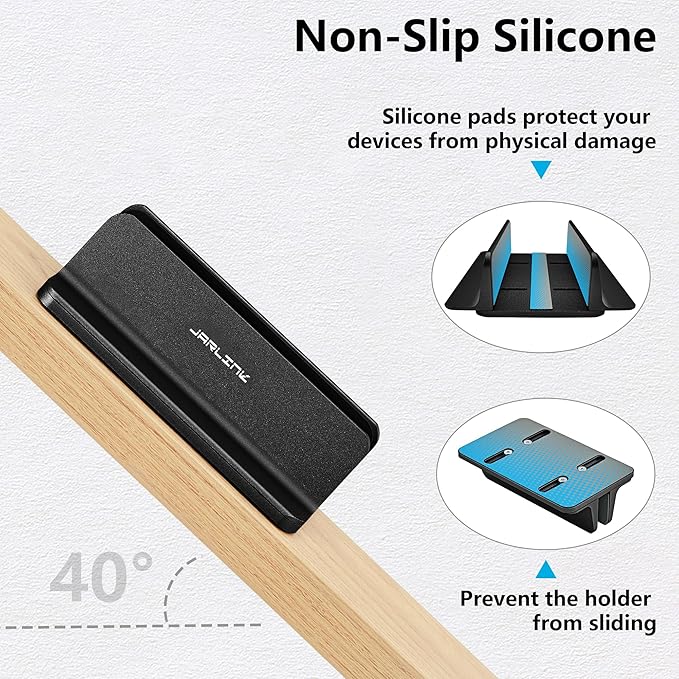 JARLINK Vertical Laptop Stand, Aluminum Laptop Holder Desktop Stand with Adjustable Dock Size (up to 17.3 inches) Compatible with All MacBook/Surface/Dell/Gaming Laptops (Black)