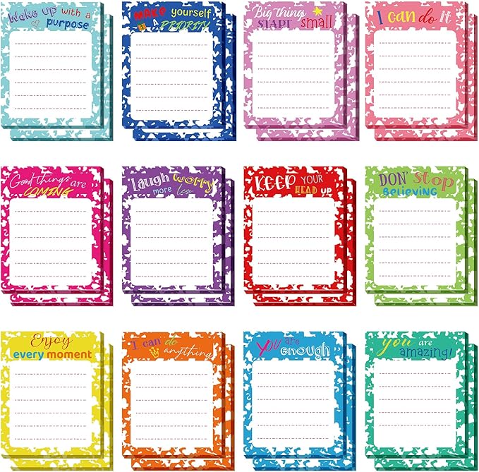Yinder 24 Pcs Inspirational Sticky Notes Christmas Appreciation Sticky Notes Motivational Funny Memo Pads Positive Note 3 x 4 Medical Assistant Gift for Women Office(Colorful,Inspirational)