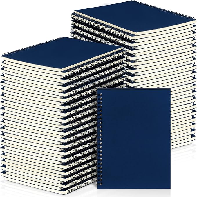 Yahenda 54 Pcs Spiral Notebook Bulk A5 Journal Lined 8.3'' x 5.5'' Writing Composition Paper Small Notepad Subject Notebook for Students Office Business Back to School Supplies (Deep Blue)