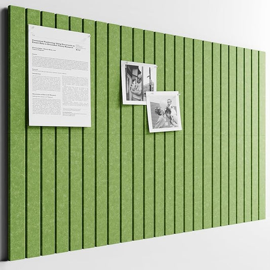Bumusty Large Cork Board Alternative-36 x24 Felt Bulletin Board Tiles, with 30 Pushpins, 40 Adhesive Tabs, 6-Pack Slat Wall Paneling, Cork Boards for Office Push Pin Board Felt Board-Grass Green