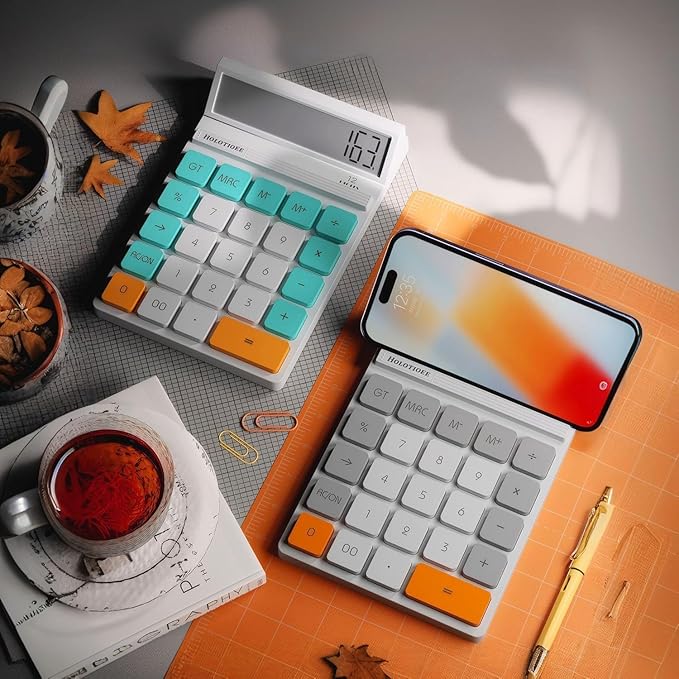 12 Digits Desktop Calculator with Large LCD Display and Sensitive Button, for Home, Office, School, Class and Business, 4 Function Small Basic Calculators for Desk (Blue)