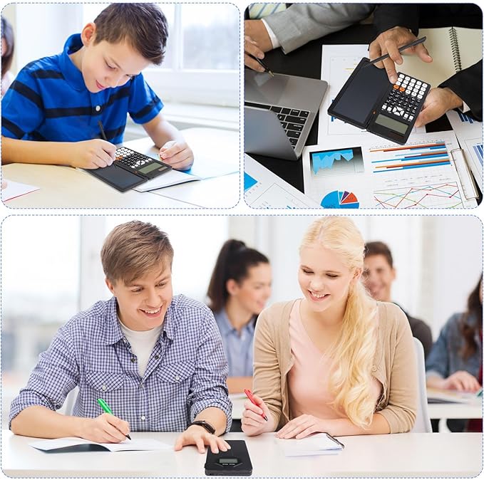 Scientific Calculators, Rudnia Solar Calculator with Alarm Clock, 417 Functions and Type-C Rechargeable, Ideal for Middle High School Students and Teachers (Black)